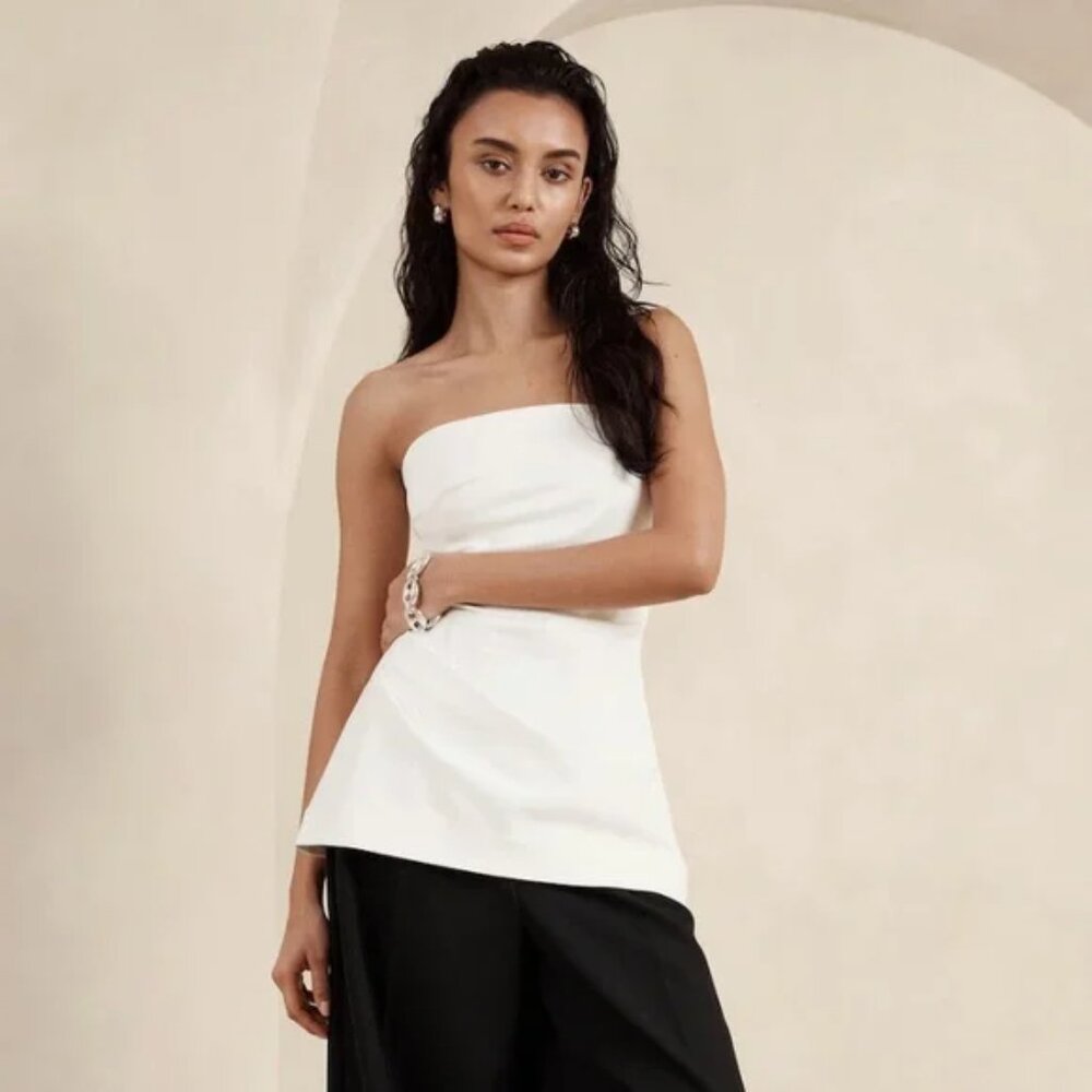 NWT  Everywhere Ponte Strapless Top Iced Vanilla Ivory Size S